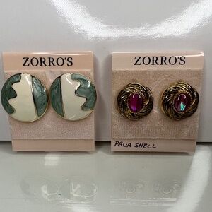 Vintage Zorro Stud Earrings ~ Two Pairs ~ Estate Find